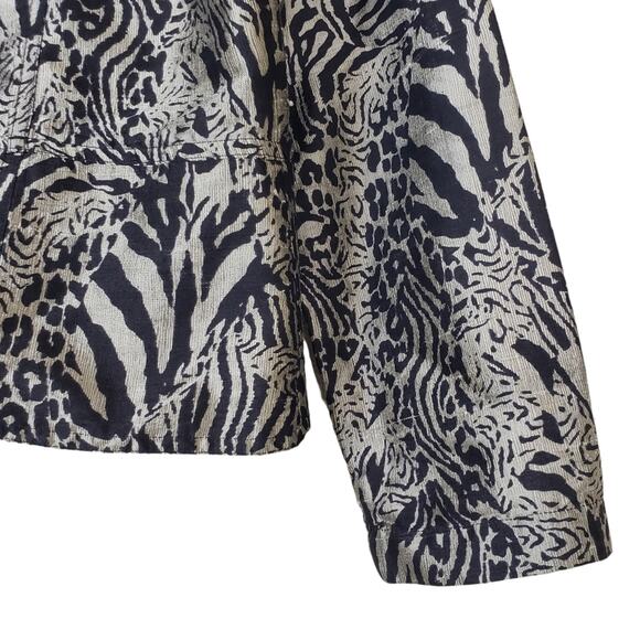 Chico's Womens S 100% Silk Animal Print Open Front Blazer - Picture 6 of 9